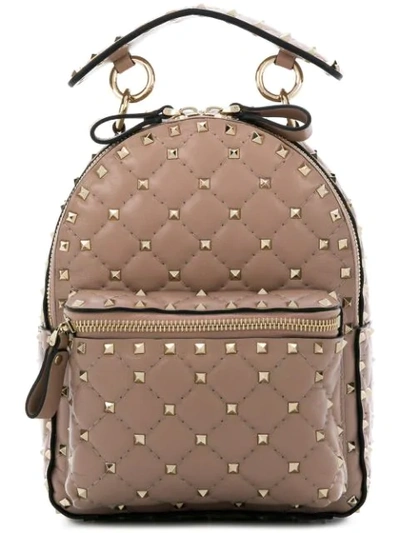 Shop Valentino Garavani Rockstud Mini Backpack In Neutrals