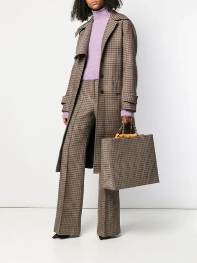 Shop Victoria Beckham Tweed Shopping Tote Bag In Brown