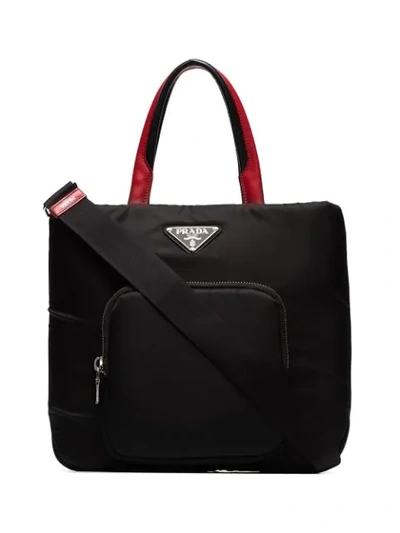 Shop Prada Two-toned Nylon Cargo Tote Bag - Black