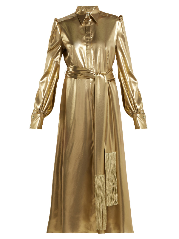 metallic satin dress