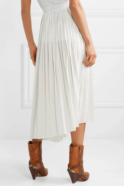 Shop Isabel Marant Dolmen Asymmetric Pleated Satin Midi Skirt In White