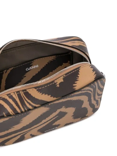 Shop Ganni Tiger-print Crossbody Bag In Brown