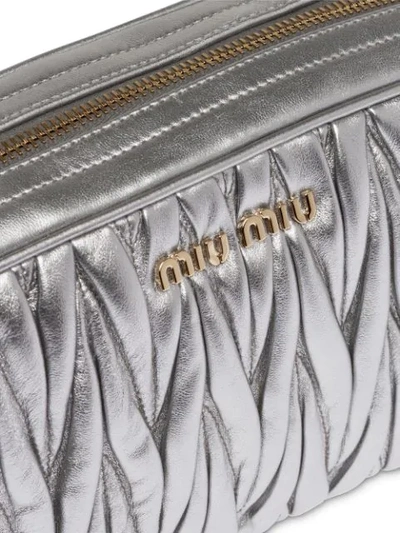 Shop Miu Miu Matelassé Nappa Bandoleer Bag In Grey