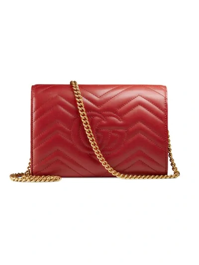 Shop Gucci Gg Marmont Matelassé Mini Bag In Red