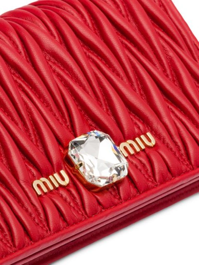 Shop Miu Miu Matelassé Crystal Mini-bag In Red