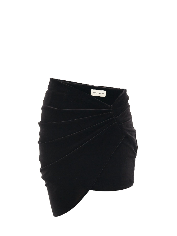 Alexandre Vauthier Asymmetric Draped Velvet Mini Skirt In Black