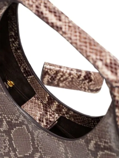 Shop Staud Snakeskin Moon Shoulder Bag In Natural Faux Snake
