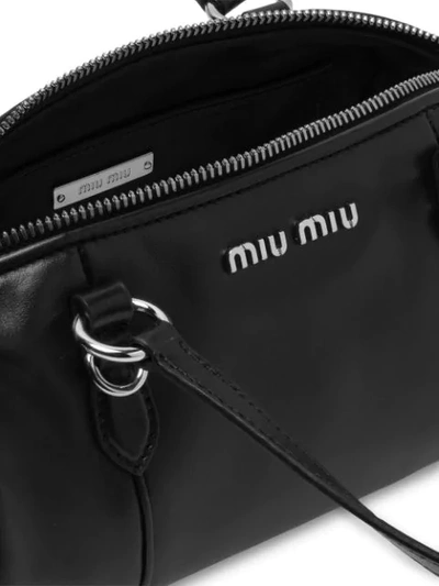 Shop Miu Miu Bandoleer Style Shoulder Bag In Black