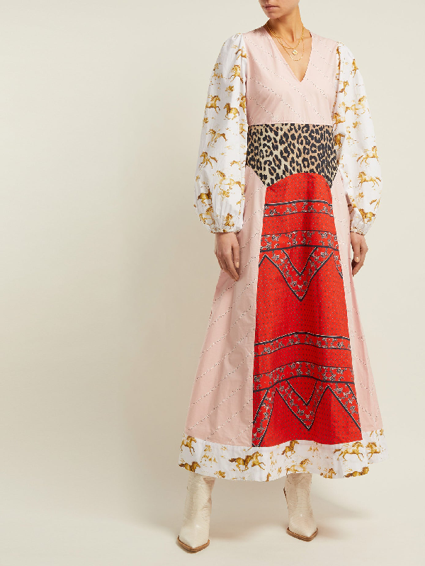 ganni mixed cotton poplin maxi dress