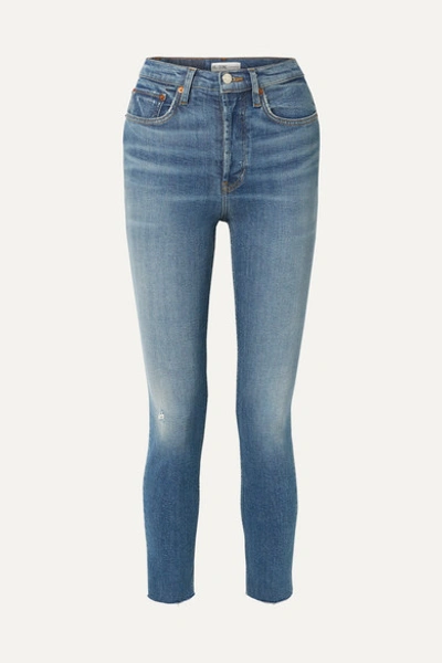 Shop Re/done Originals High-rise Ankle Crop Skinny Jeans In Mid Denim