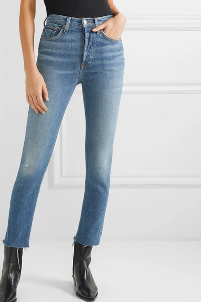 Shop Re/done Originals High-rise Ankle Crop Skinny Jeans In Mid Denim