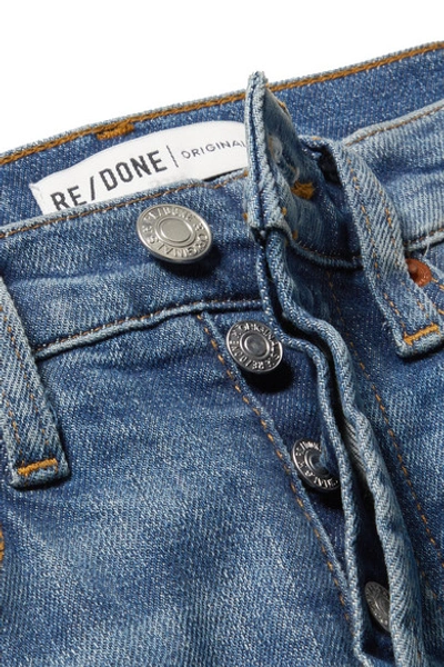 Shop Re/done Originals High-rise Ankle Crop Skinny Jeans In Mid Denim