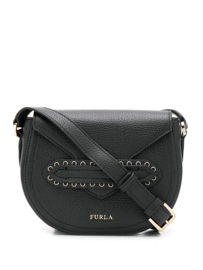 Shop Furla Pebbled Logo Cross-body Bag In Onyx