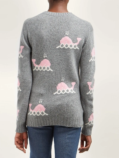 Prada Whale-intarsia Wool And Cashmere-blend Sweater In Grey | ModeSens