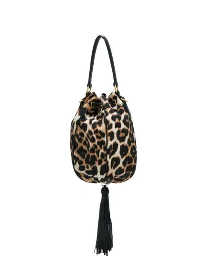 Shop Miu Miu Leopard Print Bucket Bag In Neutrals
