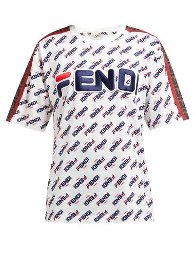 Fendi X Fila Mania Logo Tee In White | ModeSens