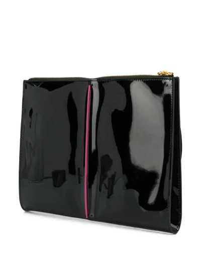 Shop Marni Letter Chain Glossy Pouch In Black