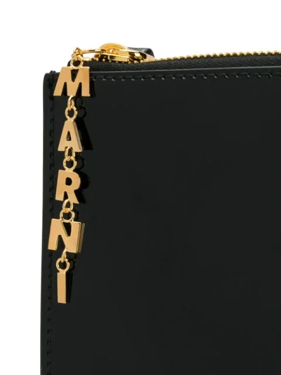 Shop Marni Letter Chain Glossy Pouch In Black