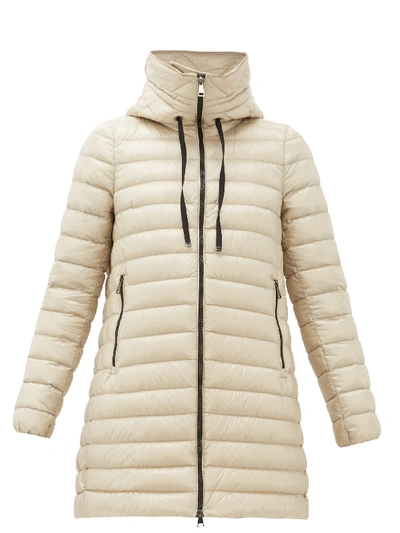 Moncler Rubis Longline Hooded Down-filled Coat In Beige | ModeSens