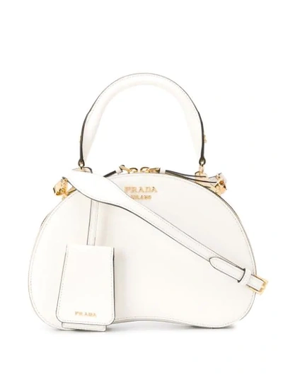 Shop Prada Odette Logo Plaque Shoulder Bag In F0009 Bianco