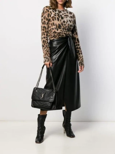 Shop Saint Laurent Niki Woven Shoulder Bag In Black