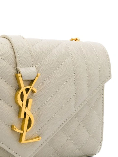 Shop Saint Laurent Small Envelope Monogram Crossbody Bag In Neutrals