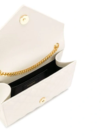 Shop Saint Laurent Small Envelope Monogram Crossbody Bag In Neutrals