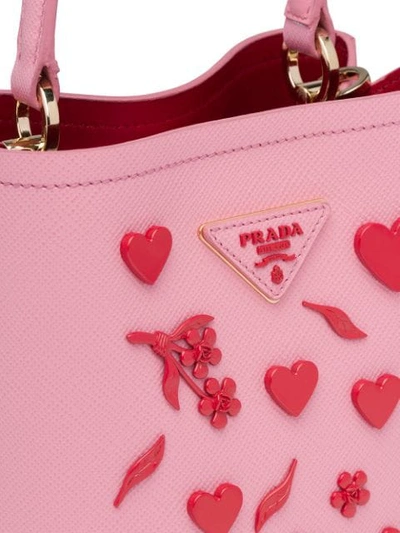 Shop Prada Small Panier Bag In F0my4 Petal Pink+fiery Red