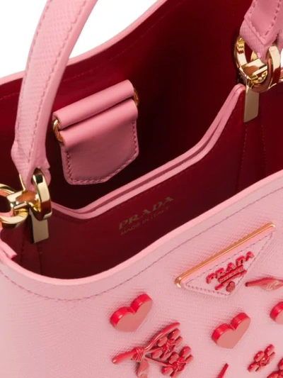 Shop Prada Small Panier Bag In F0my4 Petal Pink+fiery Red