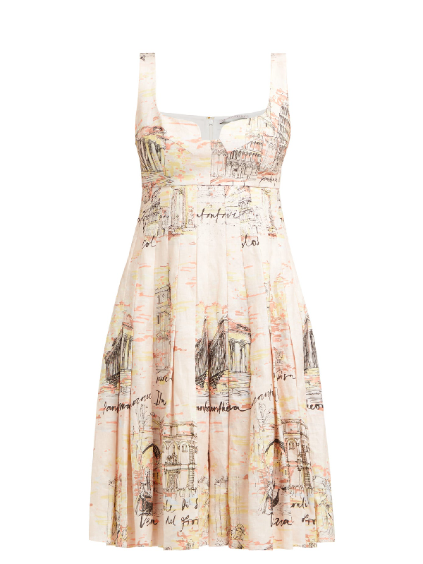 pleated linen dress