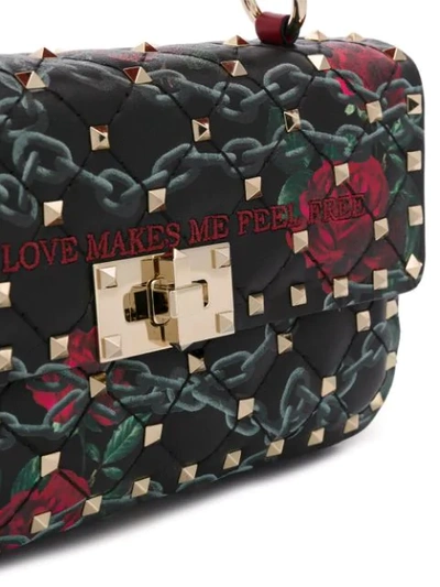 Shop Valentino Garavani Rose And Chain Print Bag In Black