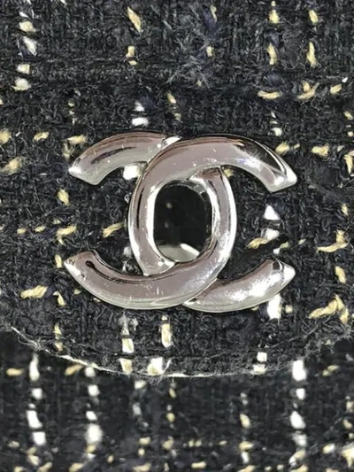 Pre-owned Chanel 2003 Tweed Cc Shoulder Bag In Blue
