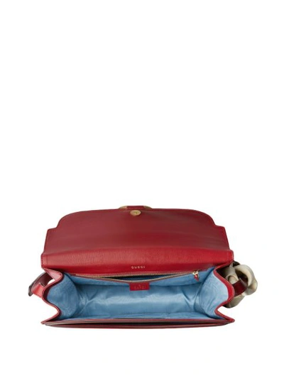 Shop Gucci Gg Ring Leather Shoulder Bag In Red