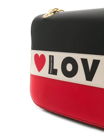 Shop Love Moschino Love Logo Shoulder Bag In Black