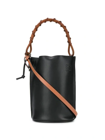 Shop Loewe Spiral Handle Bucket Bag In Black