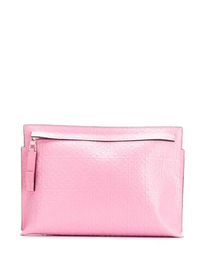 Shop Loewe Embossed Zipped Clutch Bag - Pink