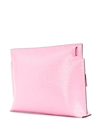 Shop Loewe Embossed Zipped Clutch Bag - Pink
