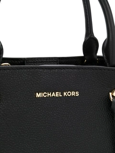 Shop Michael Michael Kors Logo Plaque Tote Bag In Black