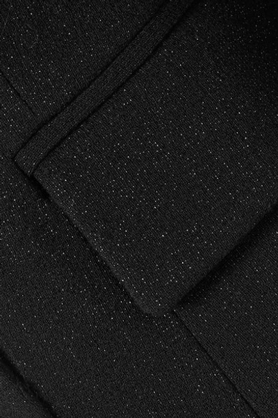 Shop Balmain Button-embellished Metallic Wool-blend Mini Dress In Black