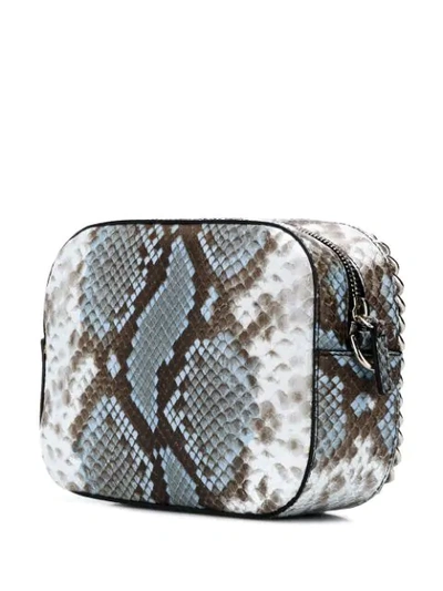 Shop Casadei Snakeskin-print Curb-chain Bag In Blue