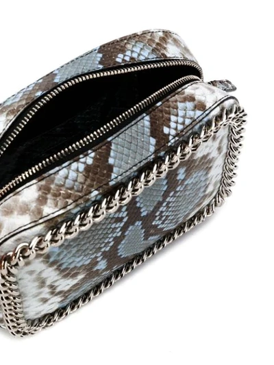 Shop Casadei Snakeskin-print Curb-chain Bag In Blue