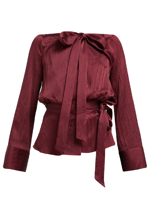 burgundy satin blouse