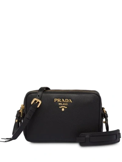 Shop Prada Double-zip Shoulder Bag In Black