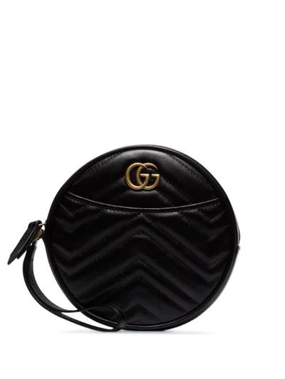 BLACK GG MARMONT ROUND LEATHER CLUTCH BAG