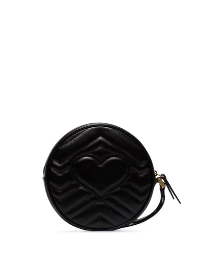 BLACK GG MARMONT ROUND LEATHER CLUTCH BAG