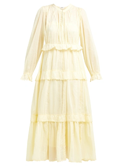 Isabel Marant Étoile Aboni Embroidered Cotton-voile Maxi Dress In Yellow |  ModeSens