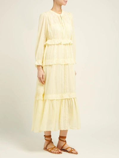 Roux distrikt fjende Isabel Marant Étoile Aboni Embroidered Cotton-voile Maxi Dress In Yellow |  ModeSens