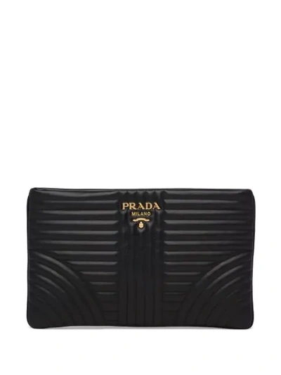 Shop Prada Diagramme Clutch In Black