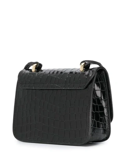 Shop L'autre Chose Crocodile Printed Mini Cross Body Bag In Black