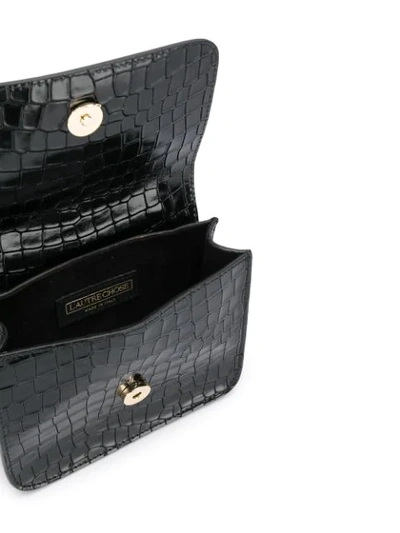 Shop L'autre Chose Crocodile Printed Mini Cross Body Bag In Black